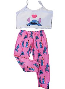 Conjunto Pijama Infantil Stitch Calça Rosa